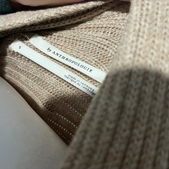 Anthropologie Kendall Mock Neck Sweater Beige Ribbed Oversized Slouchy Small - Picture 7 of 9